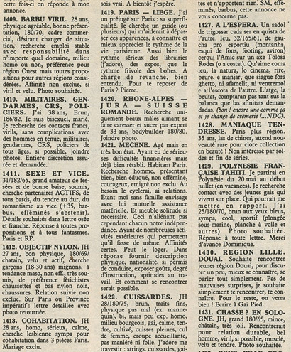 Petites annonces du Gai Pied.
