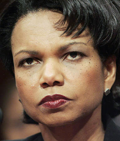 Condoleezza Rice qui fait la gueule