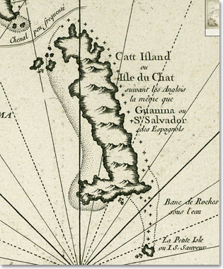 Carte réduite de l'isle de Cube. Île du chat. 1762.