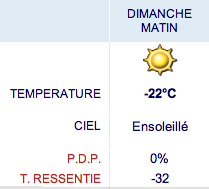 Météo à Montréal, - 22 ° C.
