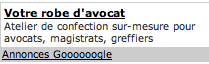 Publicité robe avocat.