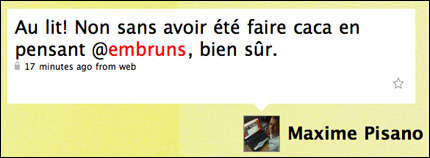 Maxime Pisano : Au lit! Non sans avoir été faire caca en pensant @embruns, bien sûr.