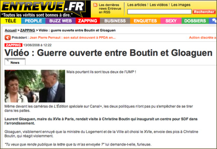 Site Entreveu : Guerre ouverte entre Boutin et Gloaguen.