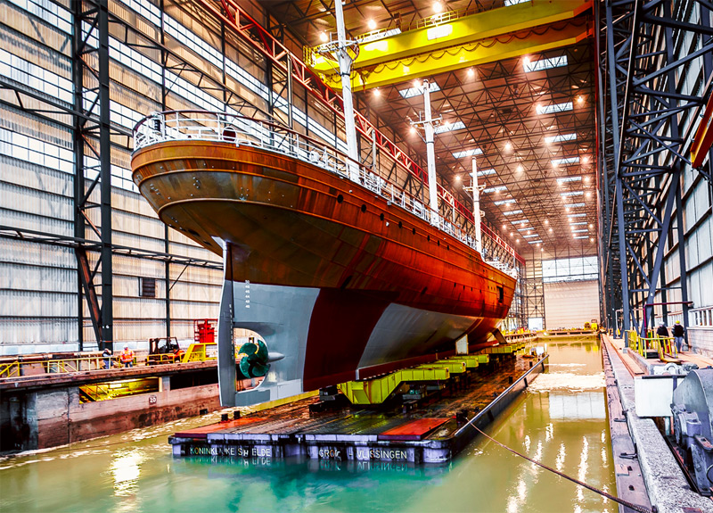 The three-masted, steel-hulled Clipper ‘Stad Amsterdam’ undergoes a complete overhaul at Damen Shiprepair Vlissingen, the Netherlands.