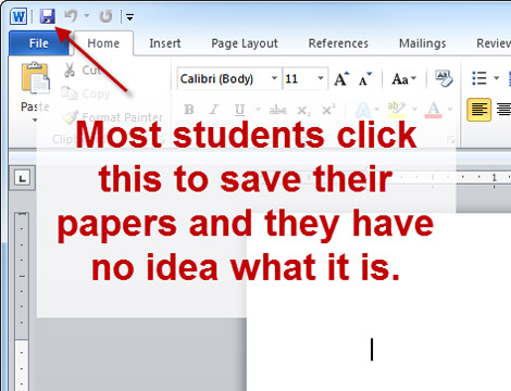 Most students click this to save their papers and they have no idea what it is.