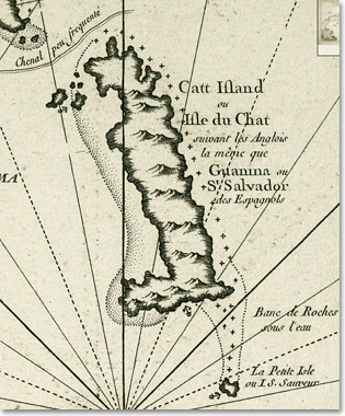 Carte réduite de l’isle de Cube. Île du chat. 1762.