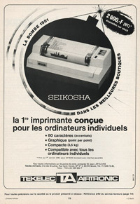 Publicité imprimante Seikosha.