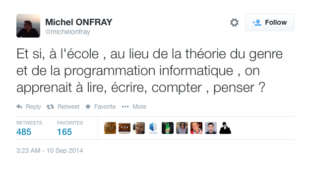 Tweet Michel Onfray