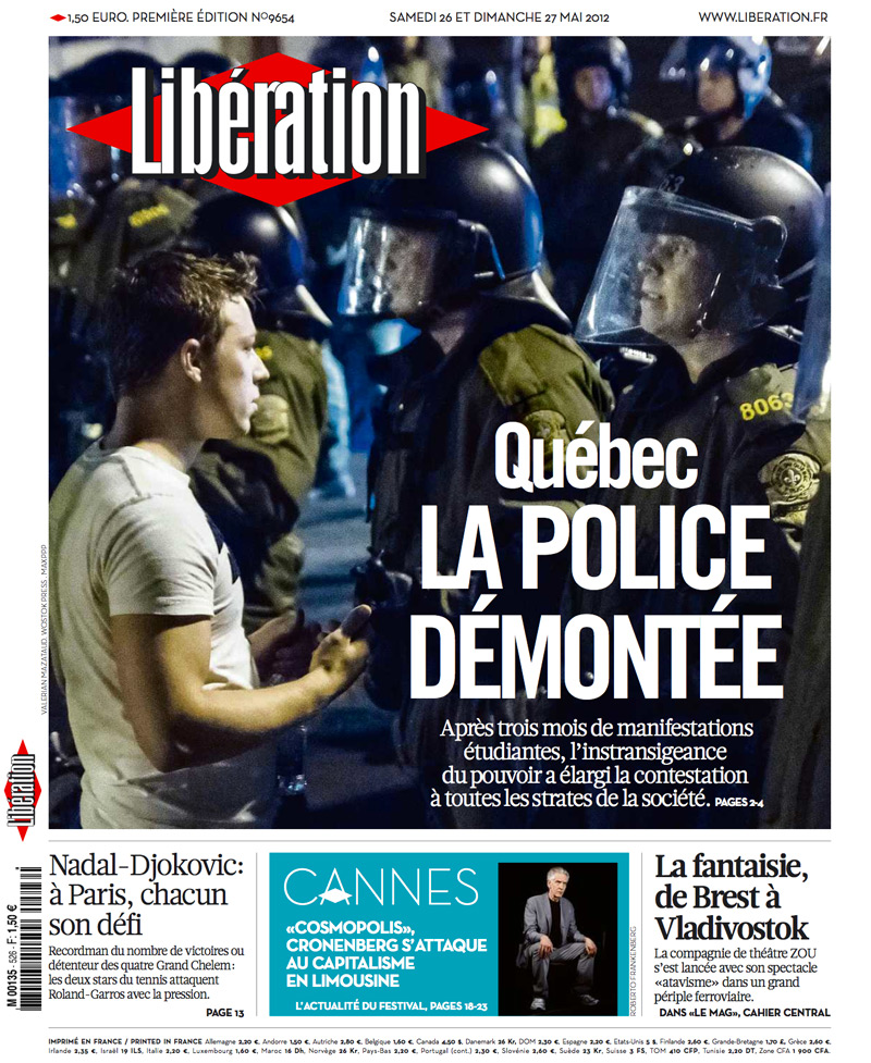 Une Libération du 26 mai 2012. Police Démontée.