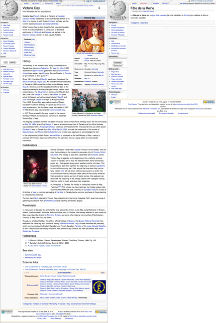 Pages Fête de la Reine sur Wikipédia
